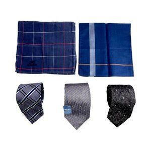 Set: 3 Neckties Christian O.-Carlo B-Celies +2  Burberry  Handkerchief Blue (54)